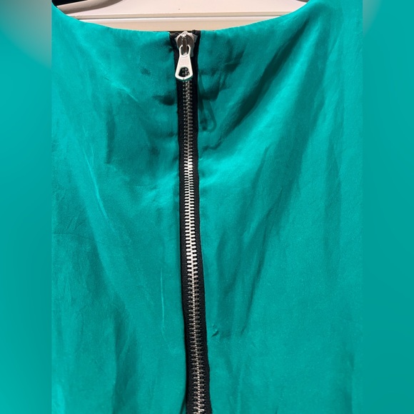 rag & bone beautiful silk emerald dress black lattice exposed zipper on back - Picture 7 of 13